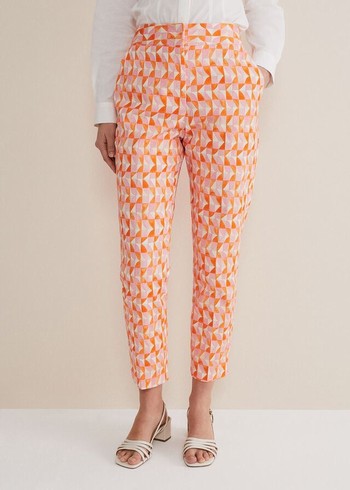 Phase Eight Elysia Geo Cigarettes Trousers Pink/Orange USA | 3628740-OH